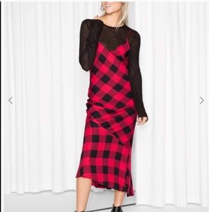 & and other stories buffalo check plaid slip dress